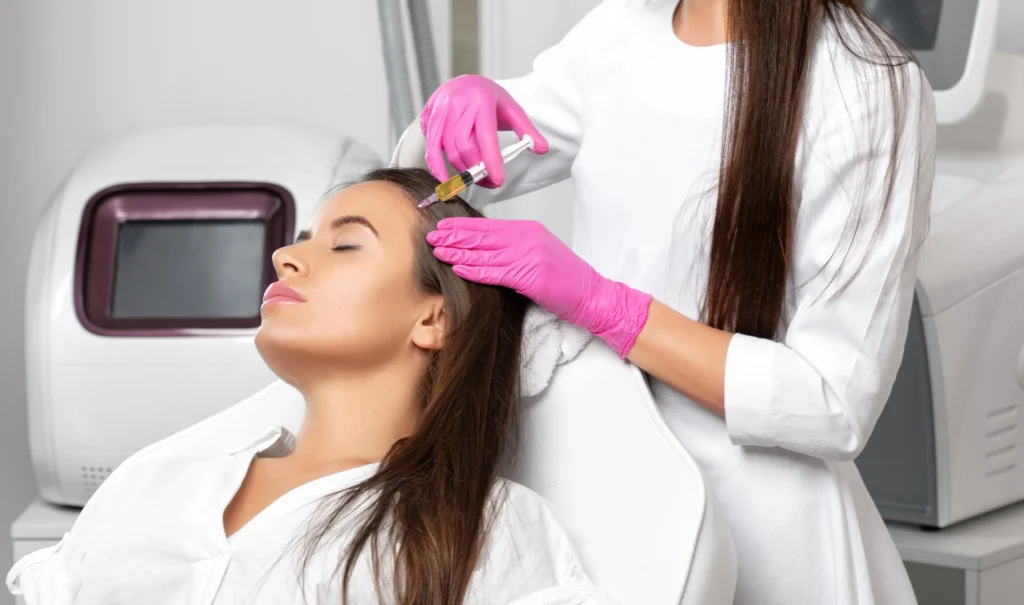 Woman Receiving Hair Regeneration with PRP/PRF Injection | UNA Aesthetics | Medical Spa in Edgewater, NJ