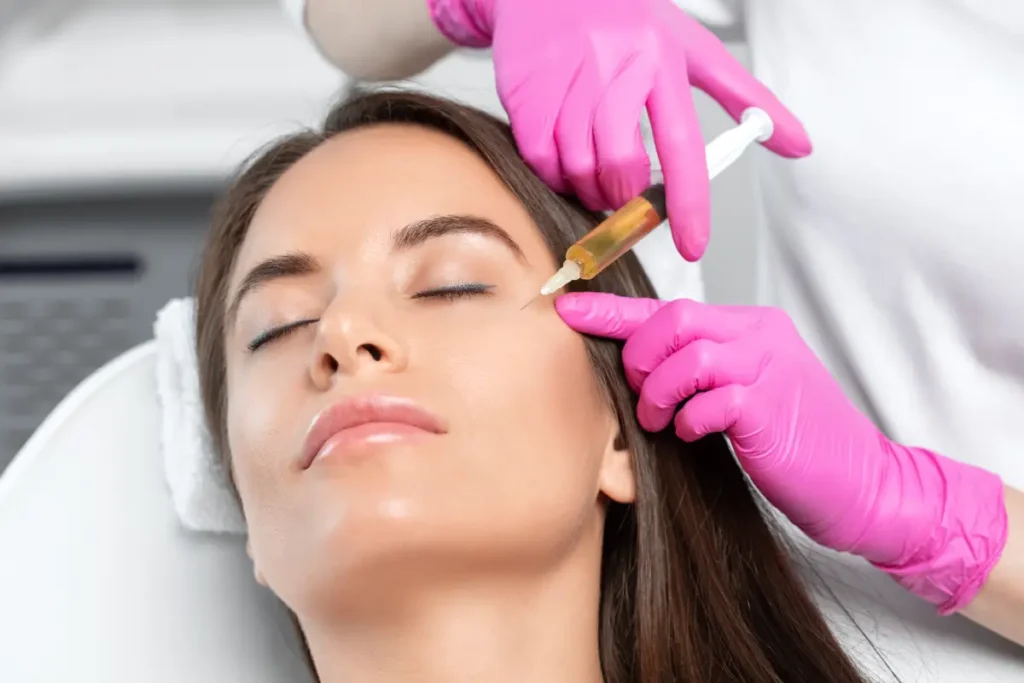 Woman Receiving PRP PRF Collagen Stimulator Treatment | UNA Aesthetics | Medical Spa in Edgewater, NJ